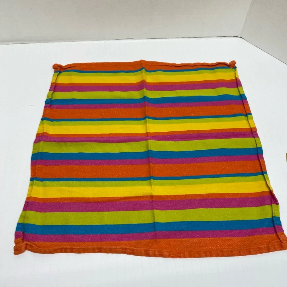 Colorful Striped Cotton Dinner Napkins Set Of 7 Hippie Happy Colors Boho Festive